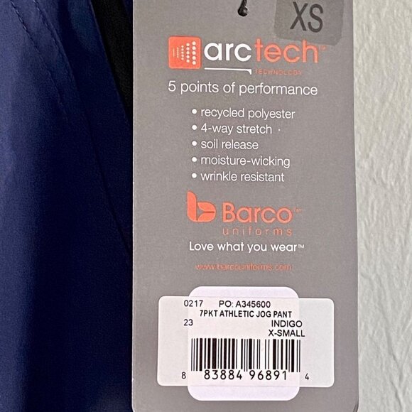 Barco One Men’s Navy Blue Jog Pants Pockets Moisture Wicking XS NEW NWT - Picture 7 of 13